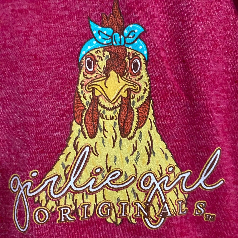 Girlie girl chicken tee, southern t shirt for women size large